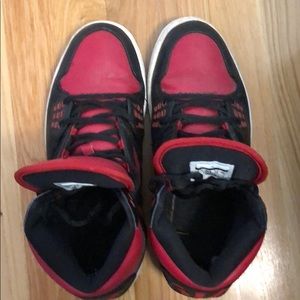 Red and black Jordan hightop